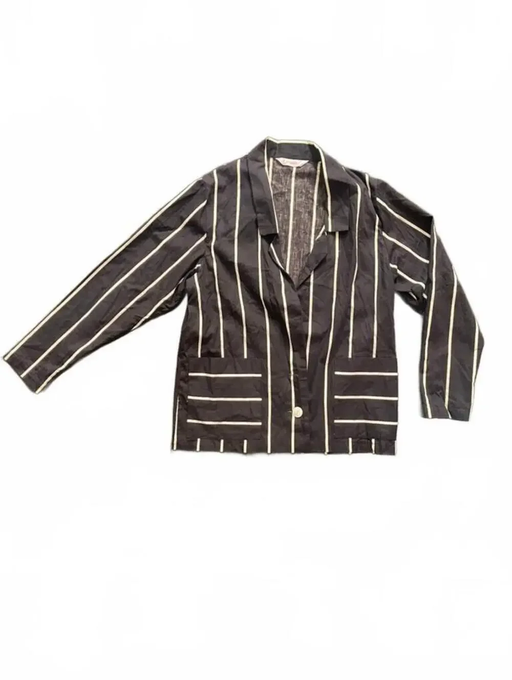 Vintage Lerner Black White Striped Lightweight Blazer